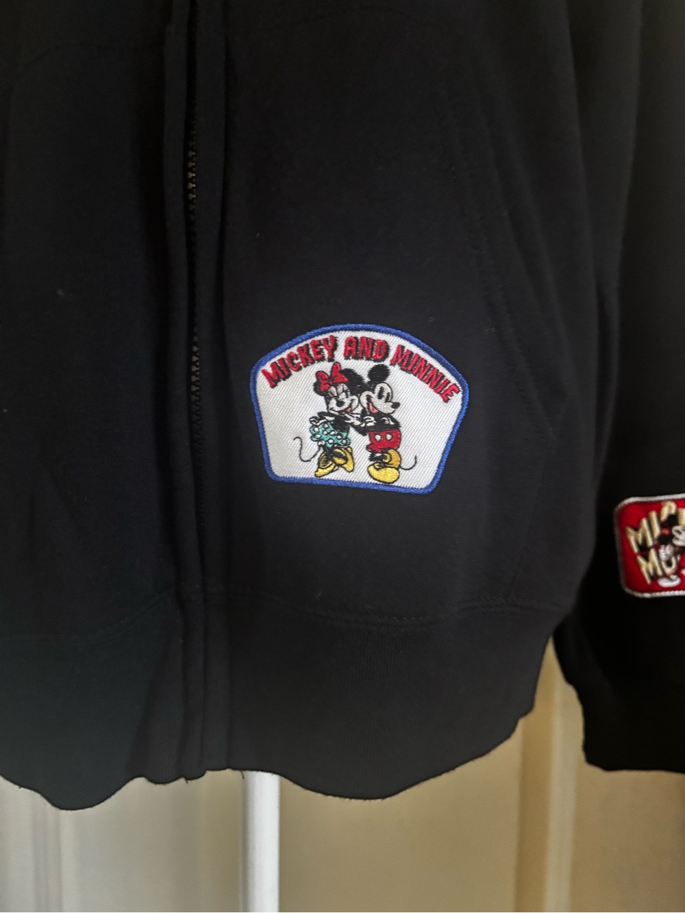 Disney Black Minnie & Mickey Patch Zip-Up Hoodie. Size Small. - Picture 6 of 8